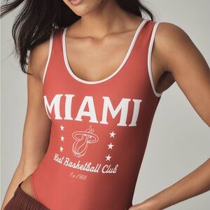 Anthropologie Red Miami Bodysuit